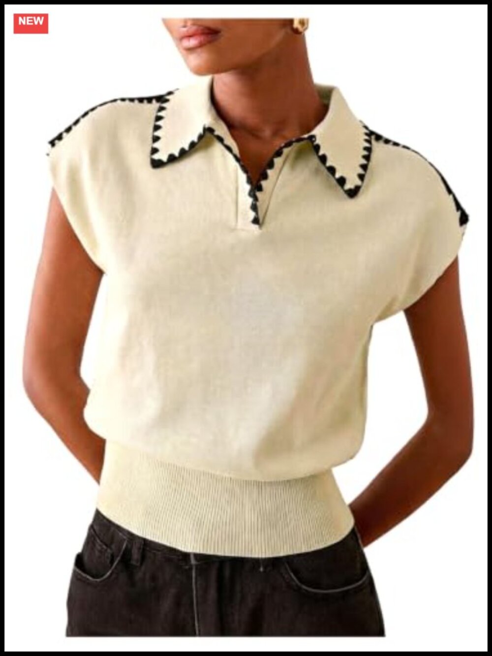 Women's Cap Sleeve Knit Pullover Sweater